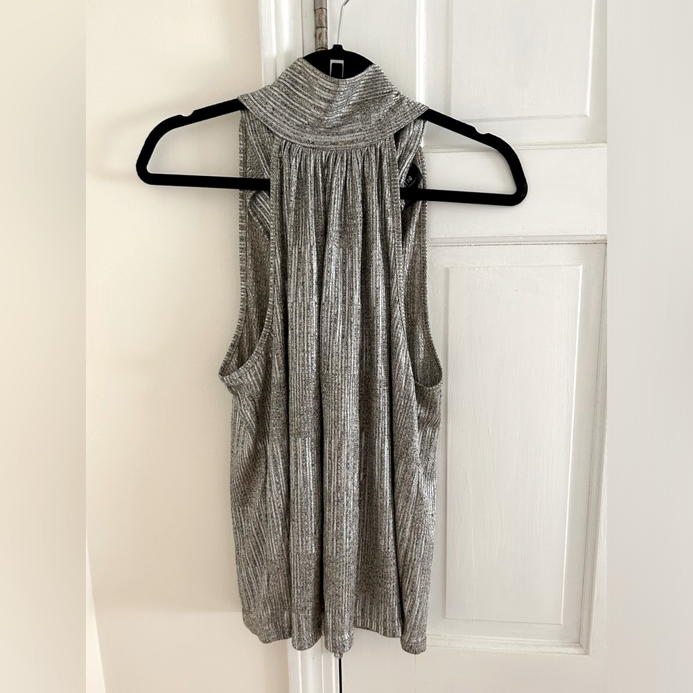 Anthropologie Maeve - High Neck with bow shimmery tank top
